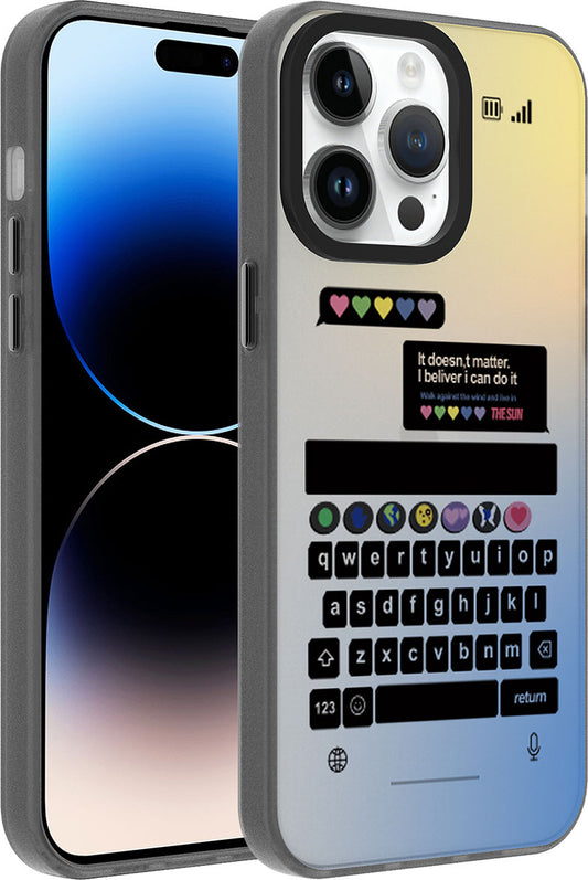 Apple iPhone 14 Pro Kılıf Desenli Mnc Dragon Sert Kapak-Klavye