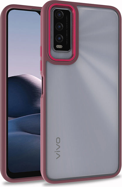 Vivo Y20 Kılıf Mnc Flora Kapak-Kırmızı
