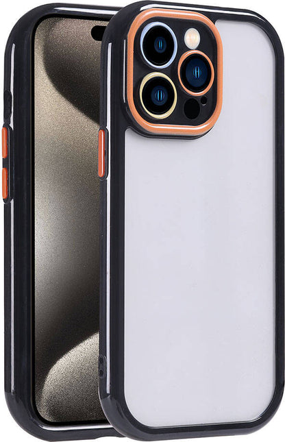 Apple iPhone 15 Pro Kılıf Kamera Korumalı Renkli Kenar ve Çerçeve Tasarımlı Mnc Vitamin Kapak-Siyah