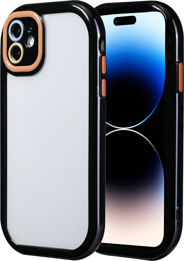 Apple iPhone 11 Kılıf Kamera Korumalı Renkli Kenar ve Çerçeve Tasarımlı Mnc Vitamin Kapak-Siyah
