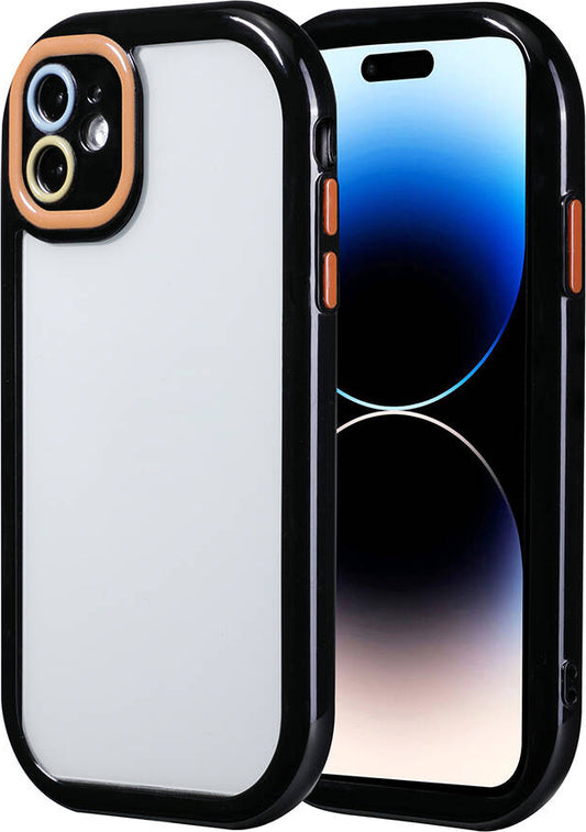 Apple iPhone 11 Kılıf Kamera Korumalı Renkli Kenar ve Çerçeve Tasarımlı Mnc Vitamin Kapak-Siyah