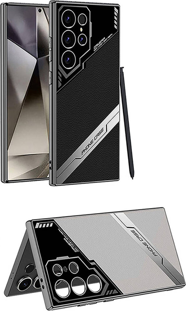 Galaxy S24 Ultra Kılıf Kamera Korumalı Suni Deri Tasarım Mnc Yeni Seri Procase Kapak-Siyah