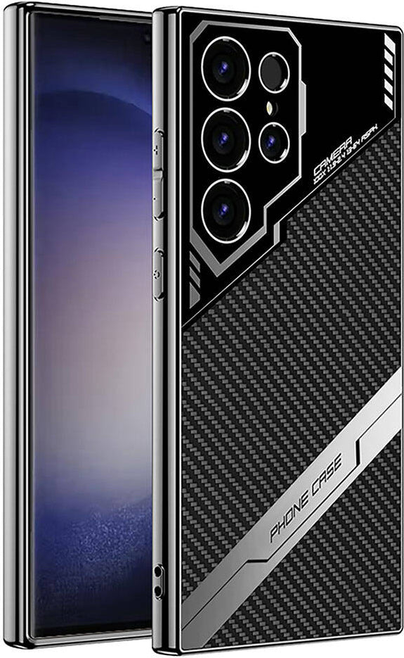 Galaxy S23 Ultra Kılıf Kamera Korumalı Karbon Tasarım Mnc Yeni Seri Procase Kapak-Siyah Karbon