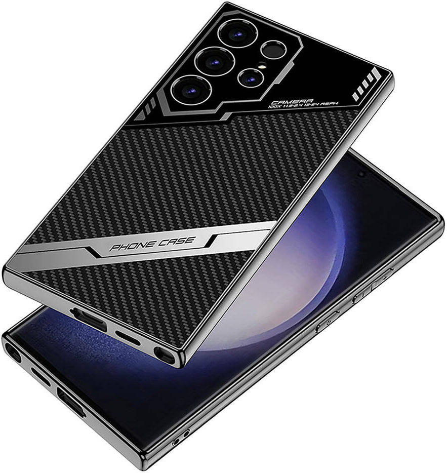 Galaxy S23 Ultra Kılıf Kamera Korumalı Karbon Tasarım Mnc Yeni Seri Procase Kapak-Siyah Karbon