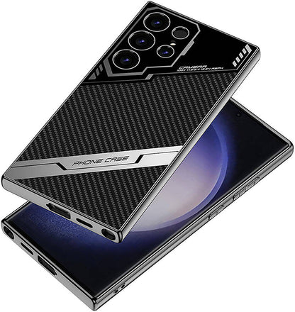 Galaxy S23 Ultra Kılıf Kamera Korumalı Karbon Tasarım Mnc Yeni Seri Procase Kapak-Siyah Karbon