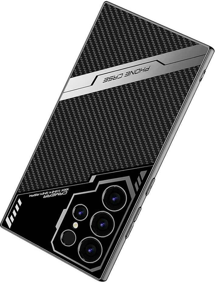 Galaxy S23 Ultra Kılıf Kamera Korumalı Karbon Tasarım Mnc Yeni Seri Procase Kapak-Siyah Karbon