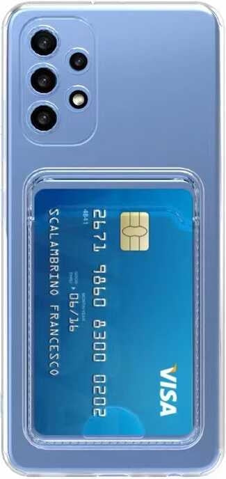 Galaxy A13 4g Kılıf Kartlıklı Şeffaf Mnc Setra Clear Silikon Kapak-Renksiz