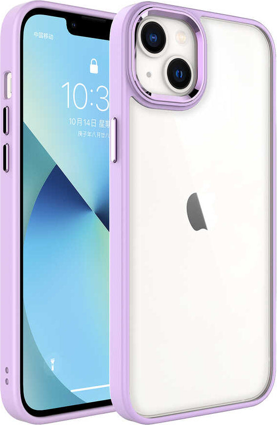 iPhone 14 Kılıf Mnc Krom Kapak-Lila