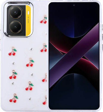 Poco X7 Pro Kılıf Airbag Tasarımlı Simli Şeffaf Mnc Kutup Kapak - Kiraz