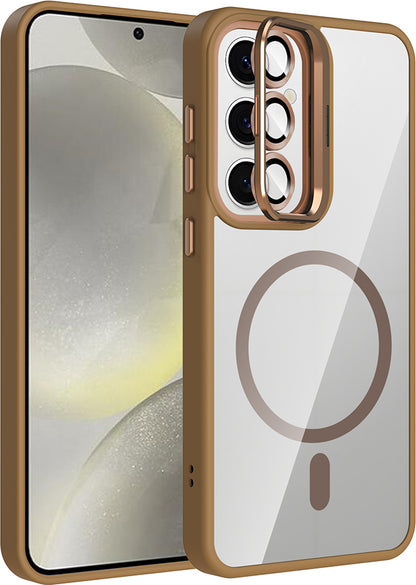 Galaxy S24 Fe Kılıf Standlı ve Kamera Lens Hediyeli M-Safe Şarj Özellikli Mnc Etro Kapak - Desert T