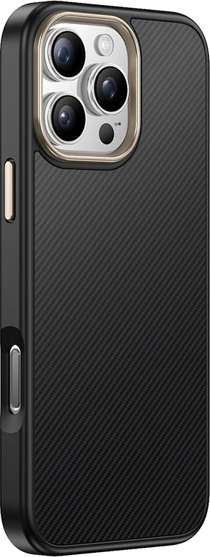 iPhone 16 Pro Kılıf M-Safe Şarj Özellikli Karbon Fiber Görünümlü Mnc Antina Kapak - Siyah-Yeşil