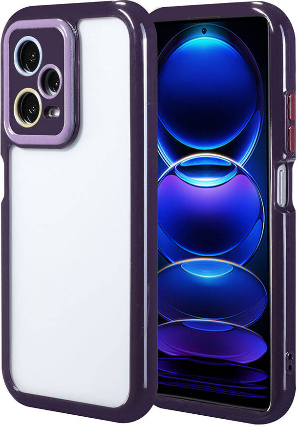 Xiaomi Redmi Note 12 Pro 5g Kılıf Kamera Korumalı Renkli Kenar ve Çerçeve Tasarımlı Mnc Vitamin Kapak-Derin Mor