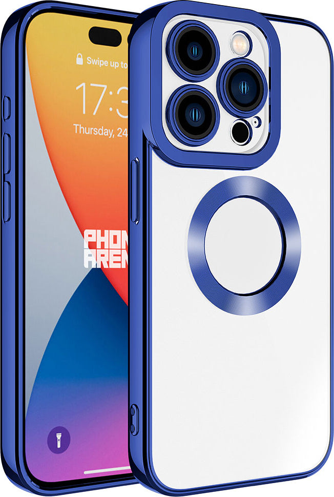 iPhone 15 Pro Uyumlu Kamera Korumalı Logo Gösteren Mnc Omega Kapak-Midnight