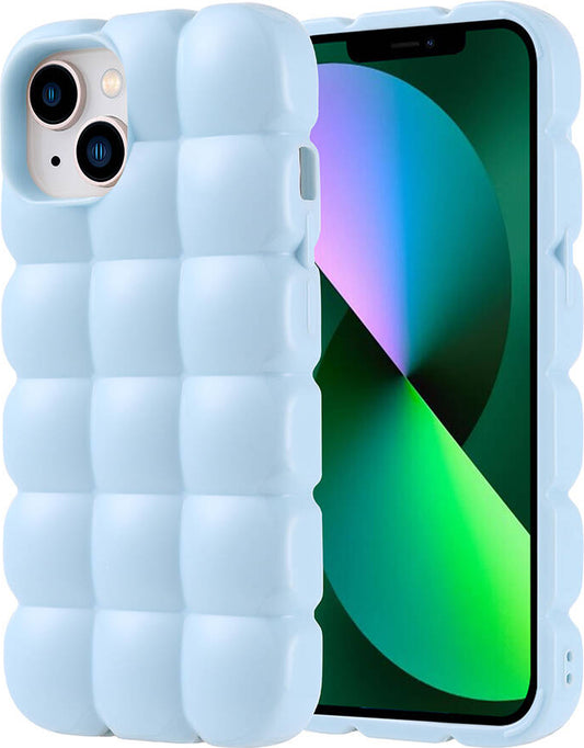 Apple iPhone 13 Kılıf Parlak Esnek Silikon Mnc Dom Dom Kapak-Mavi