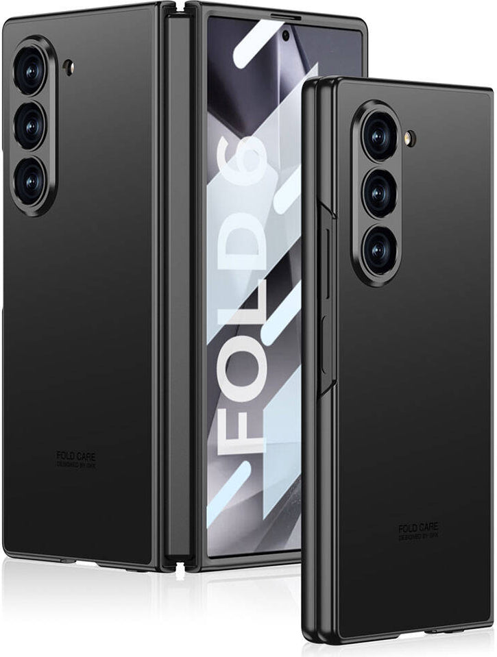 Galaxy Z Fold 6 Kılıf Titanyum Metal Tasarımlı Mnc Kıpta Caz Kapak-Siyah