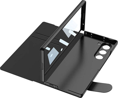 galaxy Z Fold 6 Kılıf Kamera Korumalı Kartlıklı Kalem Bölmeli Mnc Kıpta Çizgili Droga Kılıf-Yeşil