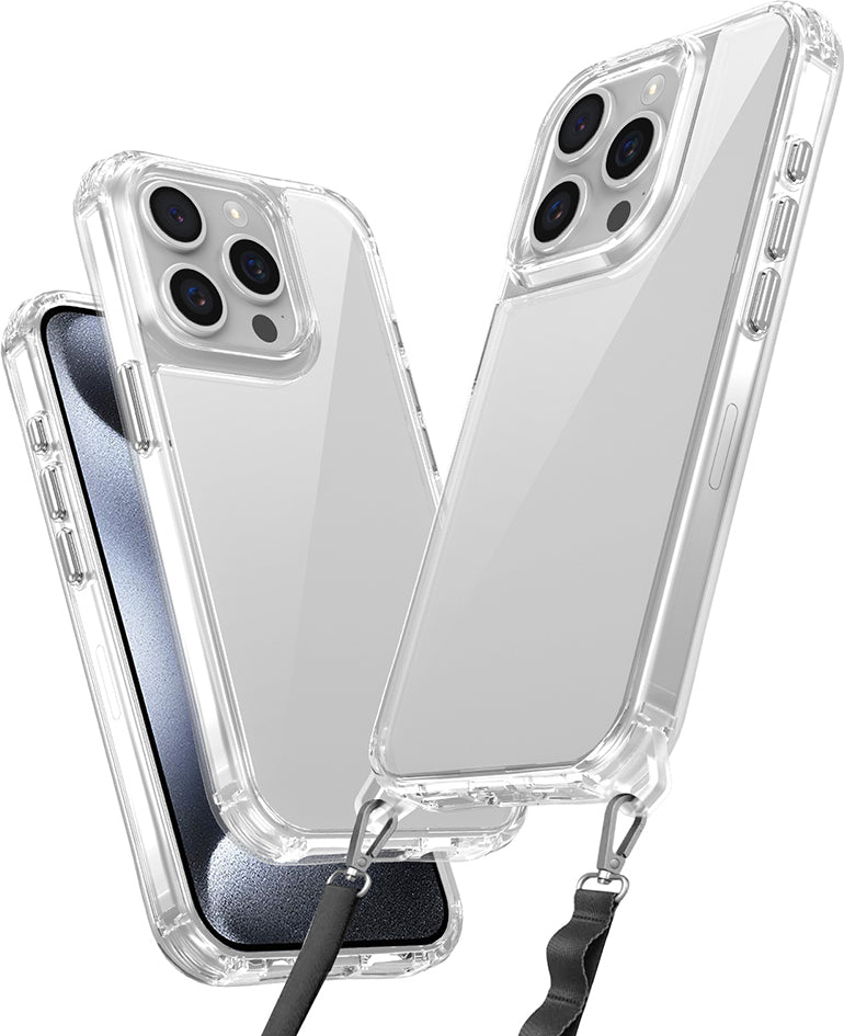 iPhone 15 Pro Max Kılıf Airbagli Takılabilir Askı Aparatlı Mnc Snap Silikon Kapak-Şeffaf