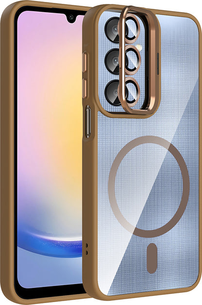 Galaxy A26 Kılıf Standlı ve Kamera Lens Hediyeli M-Safe Şarj Özellikli Mnc Etro Kapak - Desert Tita
