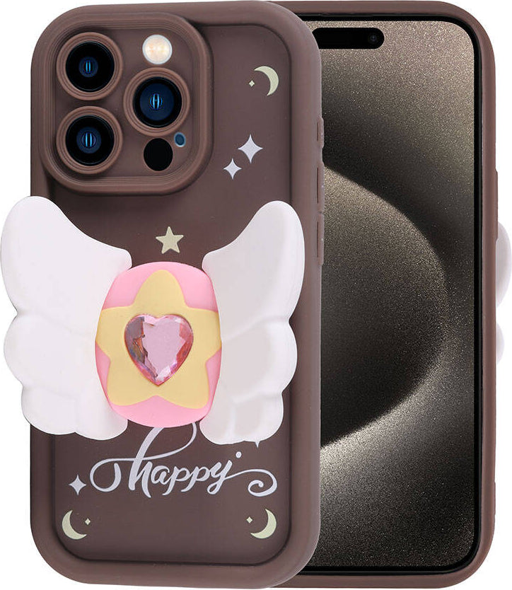 Apple iPhone 15 Pro Kılıf Kamera Korumalı Figür Tasarımlı Mnc Kapya Kapak-Pembe Açık