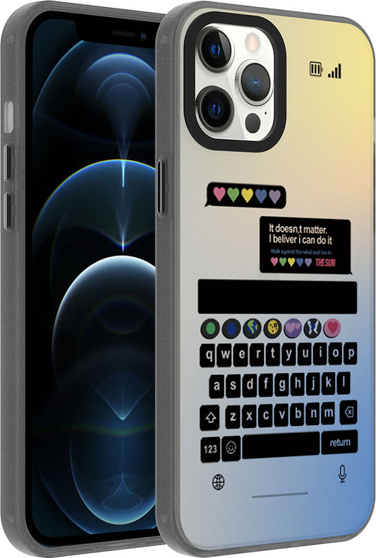 Apple iPhone 12 Pro Max Kılıf Desenli Mnc Dragon Sert Kapak-Klavye