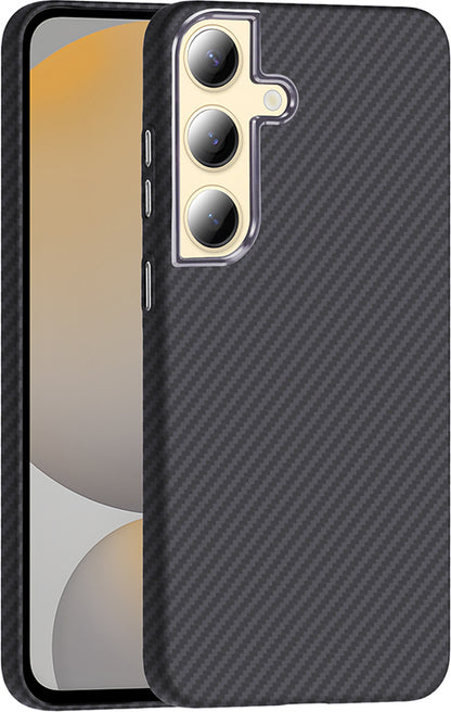 Galaxy S24 Plus Kılıf M-Safe Şarj Özellikli Karbon Fiber Görünümlü Mnc Gros Kapak - Siyah