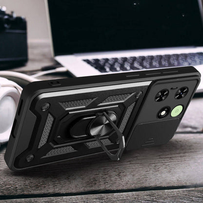 Tecno Spark 20 Kılıf Magnetik Standlı Kamera Korumalı Mnc Sürgülü Vega Kapak-Mavi