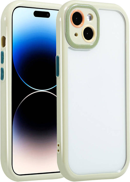 Apple iPhone 14 Kılıf Kamera Korumalı Renkli Kenar ve Çerçeve Tasarımlı Mnc Vitamin Kapak-Yeşil