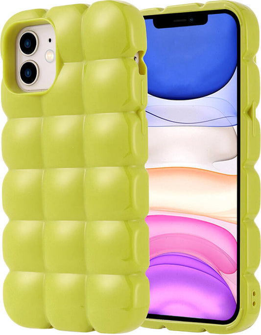 Apple iPhone 11 Kılıf Parlak Esnek Silikon Mnc Dom Dom Kapak-Yeşil
