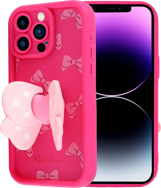 Apple iPhone 14 Pro Max Kılıf Kamera Korumalı Figür Tasarımlı Mnc Kapya Kapak-Pembe Koyu