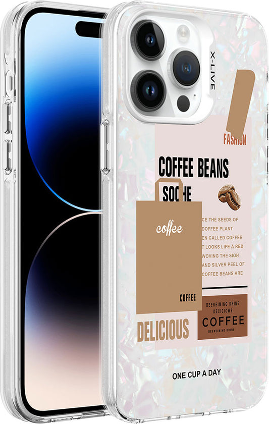 Apple iPhone 14 Pro Max Kılıf Mermer Desenli Mnc Marbello Kapak-Kahverengi