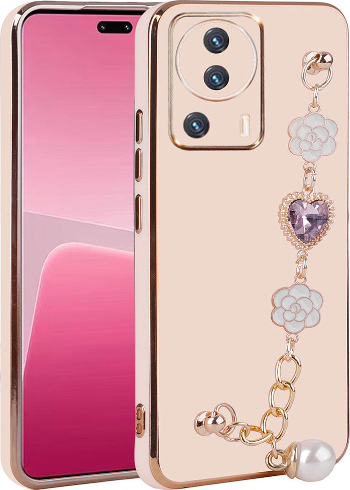 Xiaomi Mi 13 Lite Kılıf El Tutamaçlı Kamera Korumalı Mnc Taka Silikon Kapak-Pembe