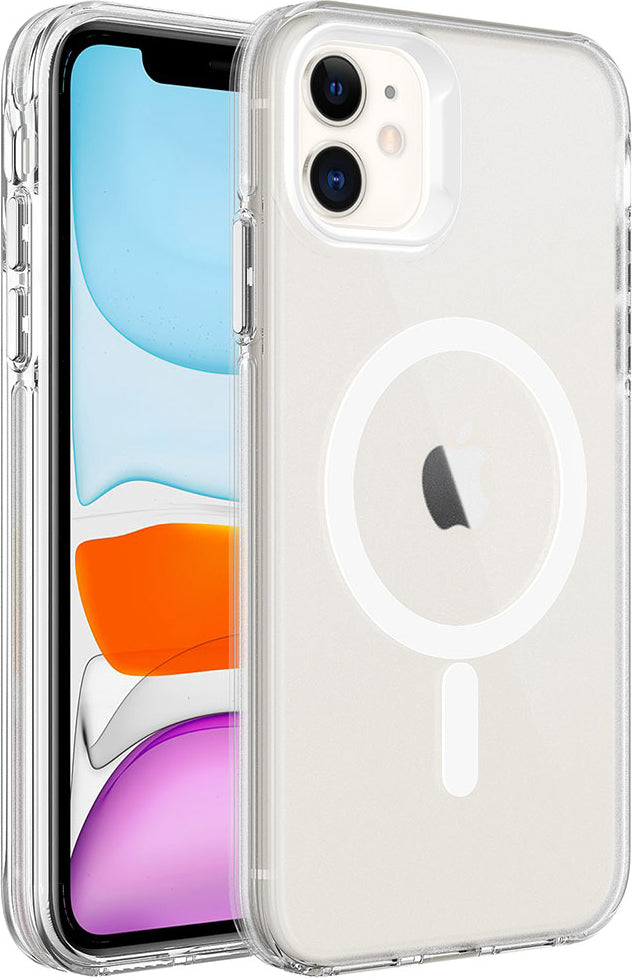 iPhone 12 Uyumlu Mnc Magsafe Şarj Özellikli Buzlu Transparan C-Pro Sert Kapak-Renksiz