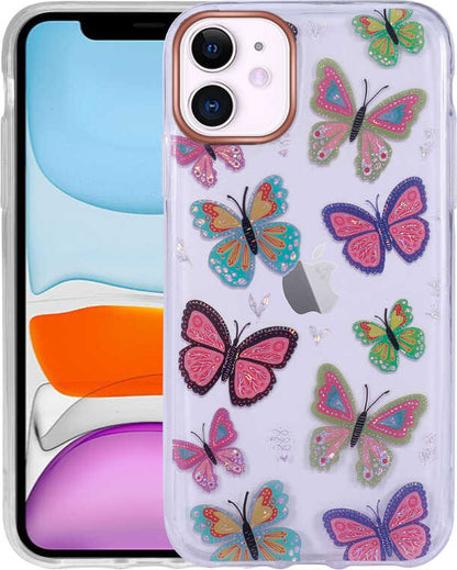 iPhone 11 Kılıf Desenli Simli Sert Mnc Inka Kapak-No5