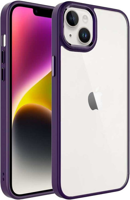 iPhone 14 Kılıf Mnc Krom Kapak-Derin Mor