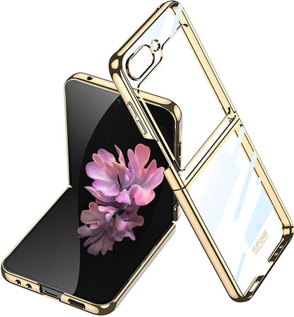 Galaxy Z Flip 6 Kılıf Mnc Full Camlı Kıpta Kapak-Gold