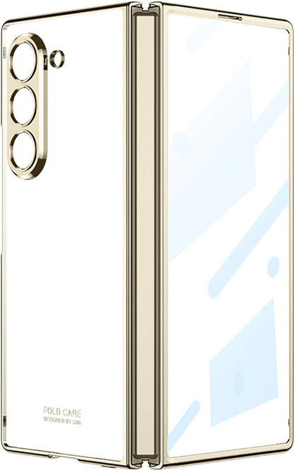 Galaxy Z Fold 6 Kılıf Mnc Full Camlı Kıpta Kapak-Gold