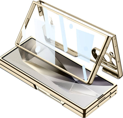 Galaxy Z Fold 6 Kılıf Mnc Full Camlı Kıpta Kapak-Gold