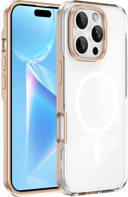 iPhone 16 Pro Kılıf Magsafe Şarj Özellikli Çıkarılabilir Arka Yüzeyli Mnc Polar Kapak-Gold-Gold
