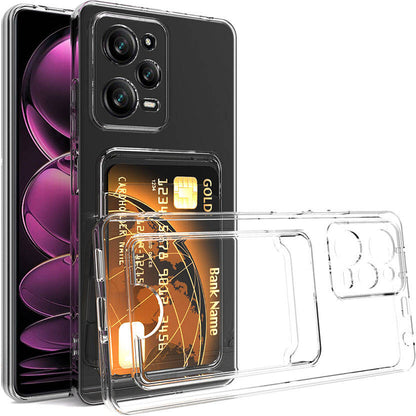 Xiaomi Redmi Note 12 Pro 5g Kılıf Kartlıklı Şeffaf Mnc Setra Clear Silikon Kapak-Renksiz