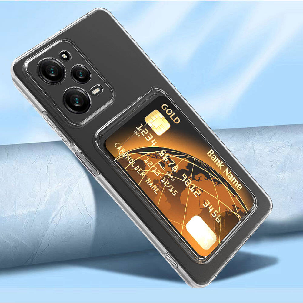 Xiaomi Redmi Note 12 Pro 5g Kılıf Kartlıklı Şeffaf Mnc Setra Clear Silikon Kapak-Renksiz