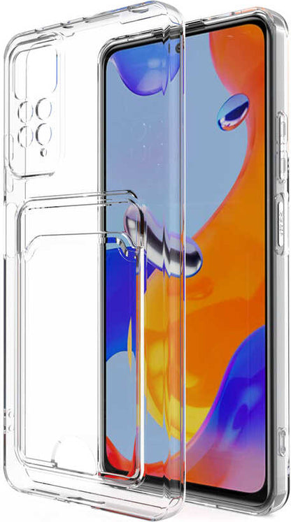 Xiaomi Redmi Note 11 Global Kılıf Kartlıklı Şeffaf Mnc Setra Clear Silikon Kapak-Renksiz