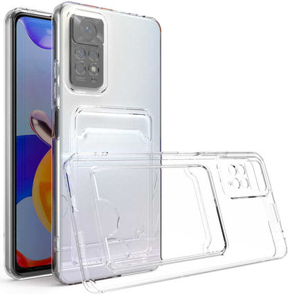 Xiaomi Redmi Note 11 Global Kılıf Kartlıklı Şeffaf Mnc Setra Clear Silikon Kapak-Renksiz