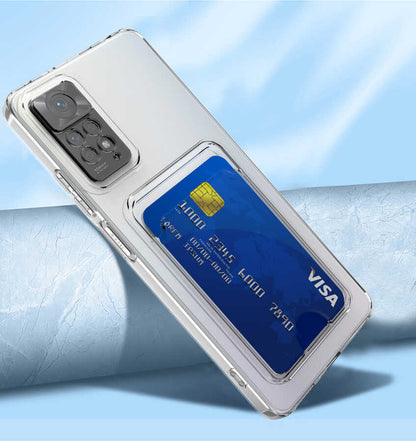 Xiaomi Redmi Note 11 Global Kılıf Kartlıklı Şeffaf Mnc Setra Clear Silikon Kapak-Renksiz