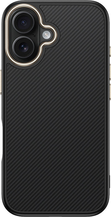 iPhone 16 Plus Kılıf M-Safe Şarj Özellikli Karbon Fiber Görünümlü Mnc Antina Kapak - Siyah