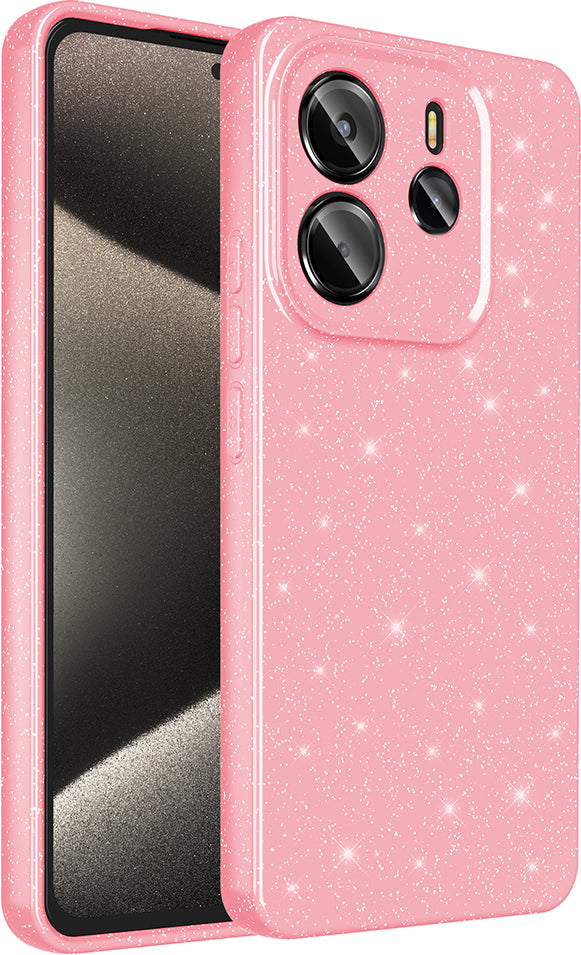 Redmi Note 14 5g Kılıf Kamera Korumalı Simli Lüks Mnc Koton Kapak - Açık Pembe