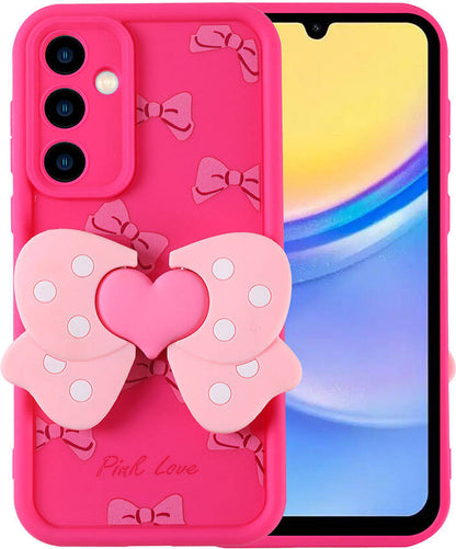 Galaxy A15 Kılıf Kamera Korumalı Figür Tasarımlı Mnc Kapya Kapak-Pembe Koyu