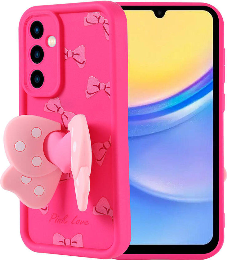 Galaxy A15 Kılıf Kamera Korumalı Figür Tasarımlı Mnc Kapya Kapak-Pembe Koyu