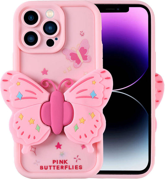 Apple iPhone 14 Pro Max Kılıf Kamera Korumalı Figür Tasarımlı Mnc Kapya Kapak-Pembe Açık