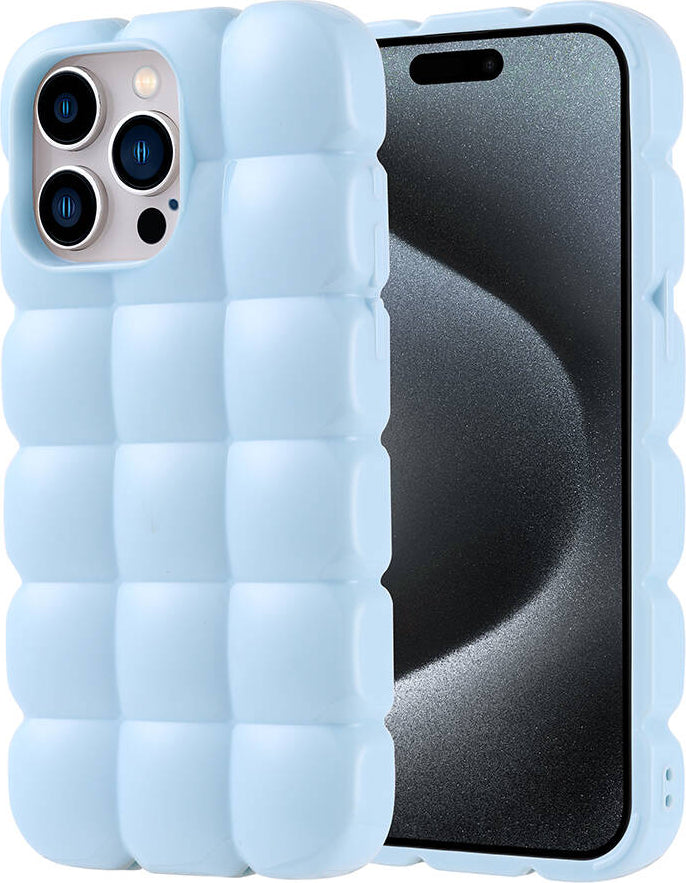 Apple iPhone 15 Pro Max Kılıf Parlak Esnek Silikon Mnc Dom Dom Kapak-Mavi