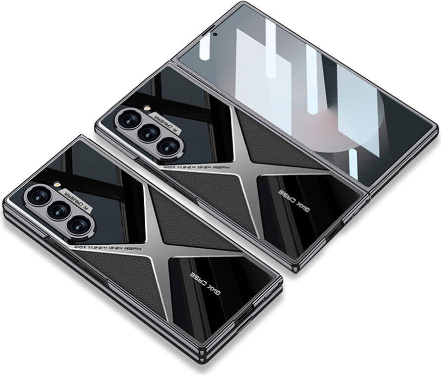 Galaxy Z Fold 6 Kılıf Ultra Ince Kamera Korumalı Pc + Deri Arka Yüzey Mnc X-Pro Kapak-Titanyum-Gri